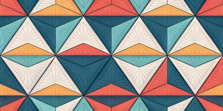Seamless vector pattern. Modern geometric background with colorful triangles.の素材
