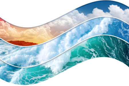Sea wave background with copy space for your text, vector illustration.の素材