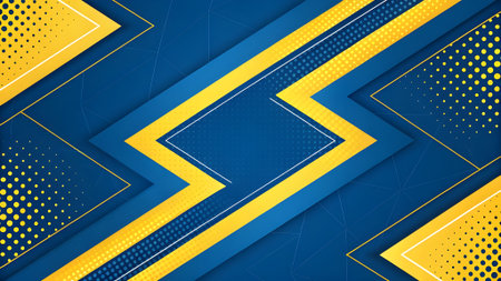 Abstract background with blue and yellow geometric shapes. Vector graphic illustration.の素材