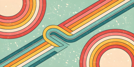 Retro background with stripes and circles. EPS 8 vector file includedの素材
