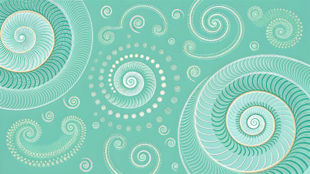Abstract spirals on turquoise background. Seamless pattern.の素材