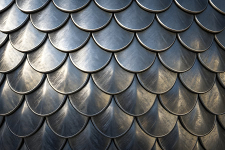 Metal texture background. Close-up of metal sheet roof pattern.の素材