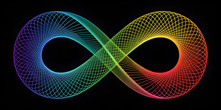 Infinity symbol. Colorful abstract background. 3D rendering.の素材