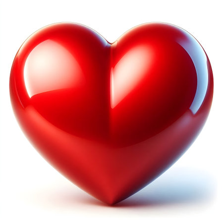 Red heart isolated on white background. Valentines day. 3d renderの素材