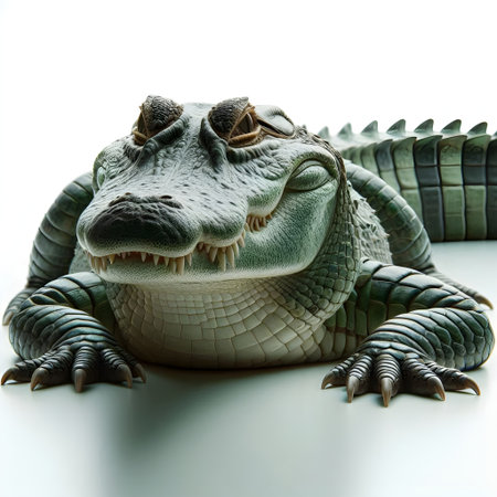 Crocodile isolated on a white background. Studio shot.の素材