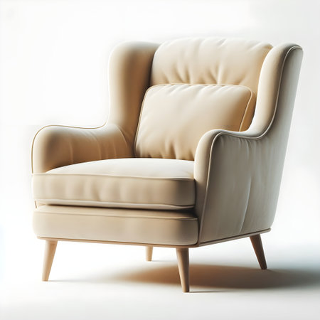 modern beige armchair on a white background. 3d renderingの素材