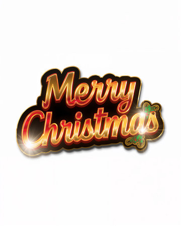 Merry Christmas greeting card with golden lettering. Vector illustration.の素材