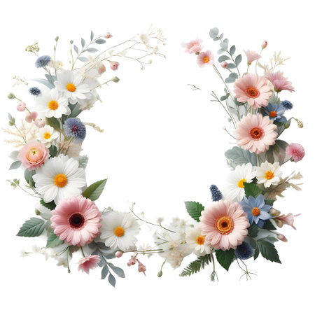 floral wreath isolated on white background. watercolor painting.の素材