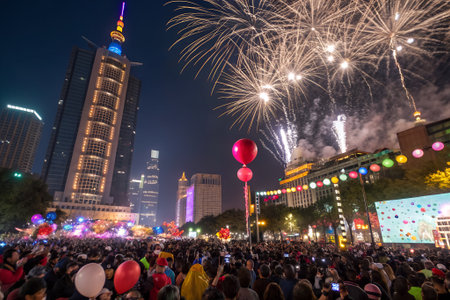 New Year's Eve celebration in Hong Kong.の素材