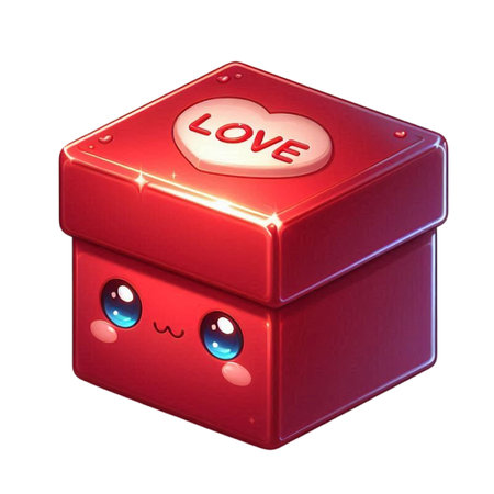 Valentine's Day gift box with love sign. 3d renderの素材