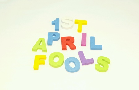 1st april fools word using colorful alphabet blocksの素材