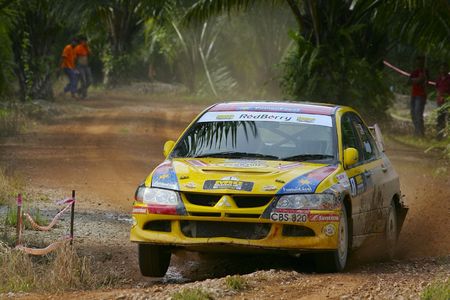 SEPANG, MALAYSIA - OCTOBER 31: Karamjit Singh of the GSR Pennzoil Racing Team takes a corner during AAM Malaysian Rally Championship 2009 Round 4 on October 31, 2009 in Sepang, Malaysia. のeditorial素材