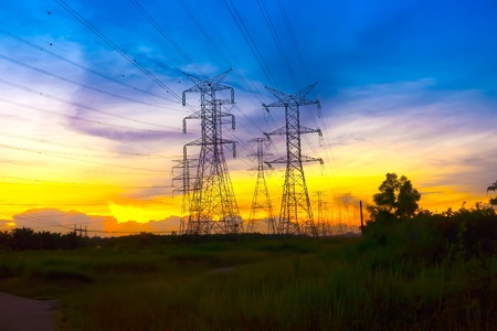 Pylon at sunsetの写真素材