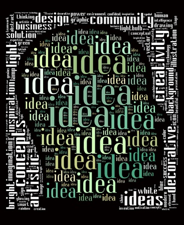 Idea info-text graphics and arrangement concept on black background  word clouds の写真素材