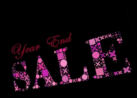 Year End Sale symbol made from creative composition shapes on black backgroundの写真素材