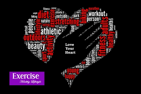 Healthy lifestyle to save heart info-text graphics and arrangement concept on black backgroundの写真素材