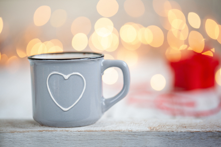 Mug with heart. Concept Valentine's Day.の写真素材