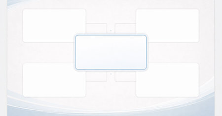 A clean and visually balanced idea-mapping slide featuring a central concept box with four connected sections. Ideal for brainstorming, planning, strategy, or project organization.の写真素材