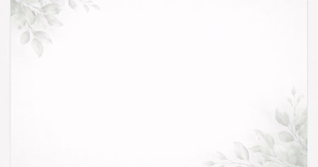 Watercolor leaves on white paper background with copy space for text.の写真素材