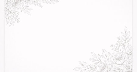 floral pattern on white background with copy space for text or imageの写真素材