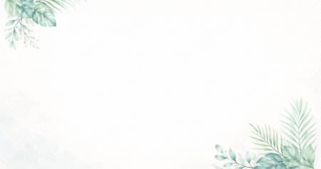 Watercolor painting of leaves and branches on white background. Hand painted illustration.の写真素材