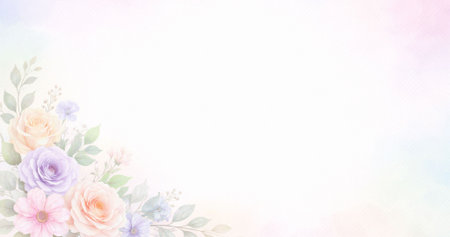 Watercolor floral background. Hand painted watercolor flowers on white background.の写真素材
