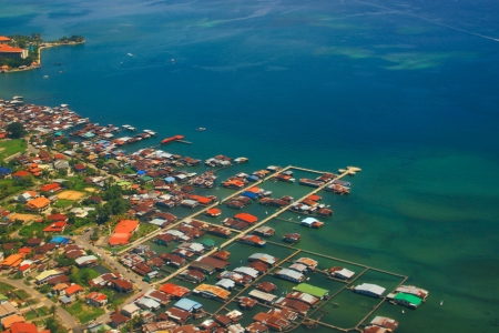 Aerial view of Kota Kinabalu City, Sabah, Malaysiaの写真素材