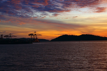 Beutiful sunset at Sepanggar Port, Sepanggar, Kota Kinabalu, Sabahの写真素材