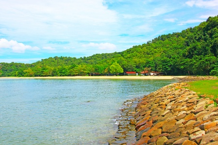 Beautiful landscape of Borneo Tropical Beach, Sabah, Malaysiaの写真素材