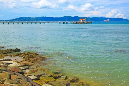 Beautiful landscape of Borneo Tropical Beach, Sabah, Malaysiaの写真素材