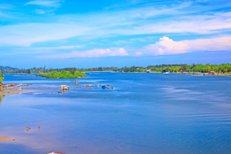 Panoramic view of Salut River at Tuaran Sabah, Malaysiaの写真素材