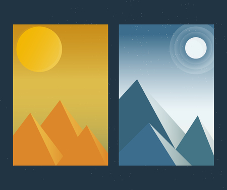 Day and night, sun and moon Illustration of the sky and air banner of the mobile app background.のイラスト素材