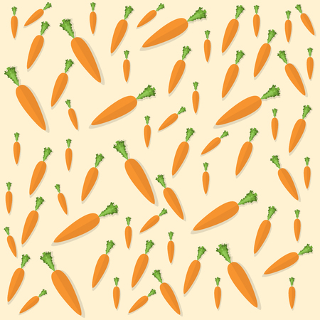 Cute pattern with carrots and leaves. Vegetable, farm background. Vector illustration.のイラスト素材