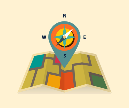 A vector illustration Map with a pin digital designのイラスト素材