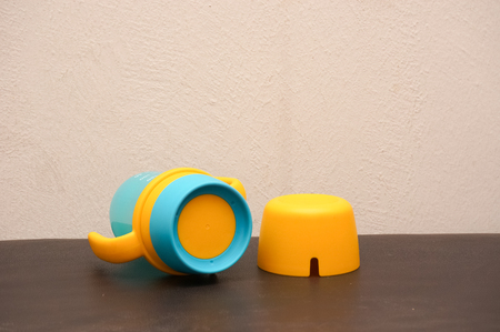 kids drinking bottle with handleの写真素材