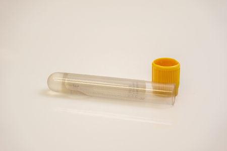 blood tube isolated with white backgroundの写真素材