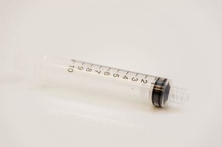 10cc syringe isolated with white backgroundの写真素材