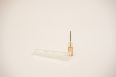 hypodermic needle isolated with white backgroundの写真素材