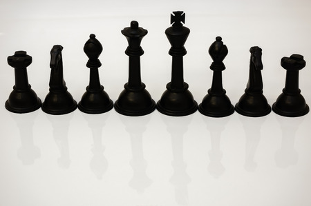 close up chess pieces on white backgroundの写真素材