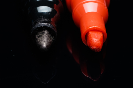 pen marker isolated on blackの写真素材