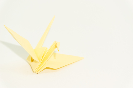 origami crane isolated on whiteの写真素材