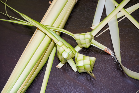 Ketupat or Malay rice dumpling. Traditional dish during festival.の写真素材