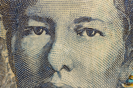 closeup shot of australian dollar on white