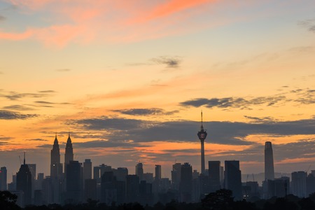 kuala lumpur, malaysia - november 3, 2019 : beautiful sunrise over kuala lumpur city skylineのeditorial素材