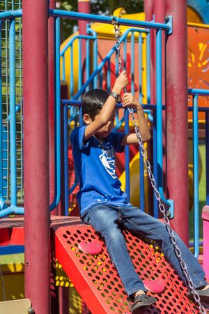 happiness kid portrait play at the playground
