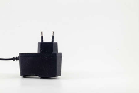 closeup shot of a socket 2 pin plug isolated on white backgroundの写真素材