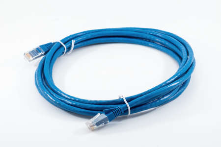 closeup shot of a lan cable isolated on white background