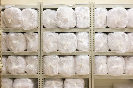 closeup view of a hospital clean linenの写真素材