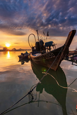 beautiful scenery of seascape during sunrise in malaysiaの写真素材