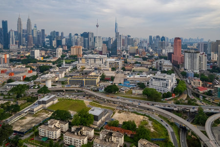 aerial view of beautiful kuala lumpur city.kuala lumpur is a heart of malaysiaの写真素材